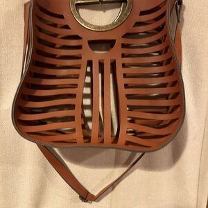Brown Cutout Shoulder Bag